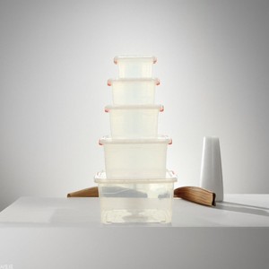 Plastic <b>Storage</b> <b>Box</b> Rectangle Thickened Transparent <b>Waterproof</b> Organizer <b>Box</b> For Office Desktop <b>Storage</b> With Lid Set Of 5 - Product Image 1