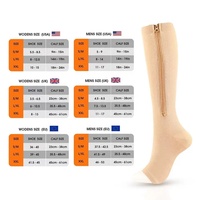 Chaussettes de compression à glissière de haute qualité bas de compression d'infirmière sans orteils avec fermeture à glissière 15-20 MmHg pour les varices