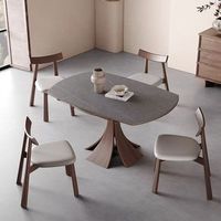 Ensemble de table à manger extensible ronde moderne avec pieds en bois massif pour la cuisine, le salon, la salle à manger