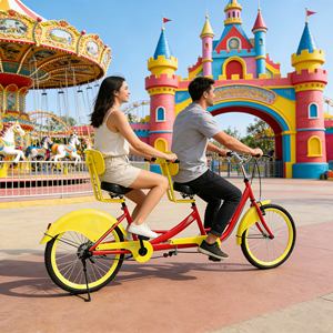 Vélo familial écologique, vélo <span class=keywords><strong>cargo</strong></span> <span class=keywords><strong>tandem</strong></span>, 2 personnes, antirouille, capacité de charge stable, pour les promenades en parc - Product Image 2