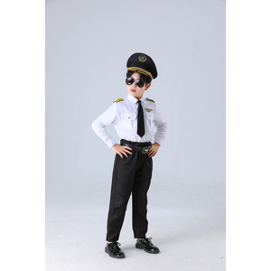 Capitaine pour enfants uniforme masculin hôtesse de l'air professionnel <span class=keywords><strong>femme</strong></span> <span class=keywords><strong>pilote</strong></span> maternelle Aviation Performance jeu de rôle Costume - Product Image 6