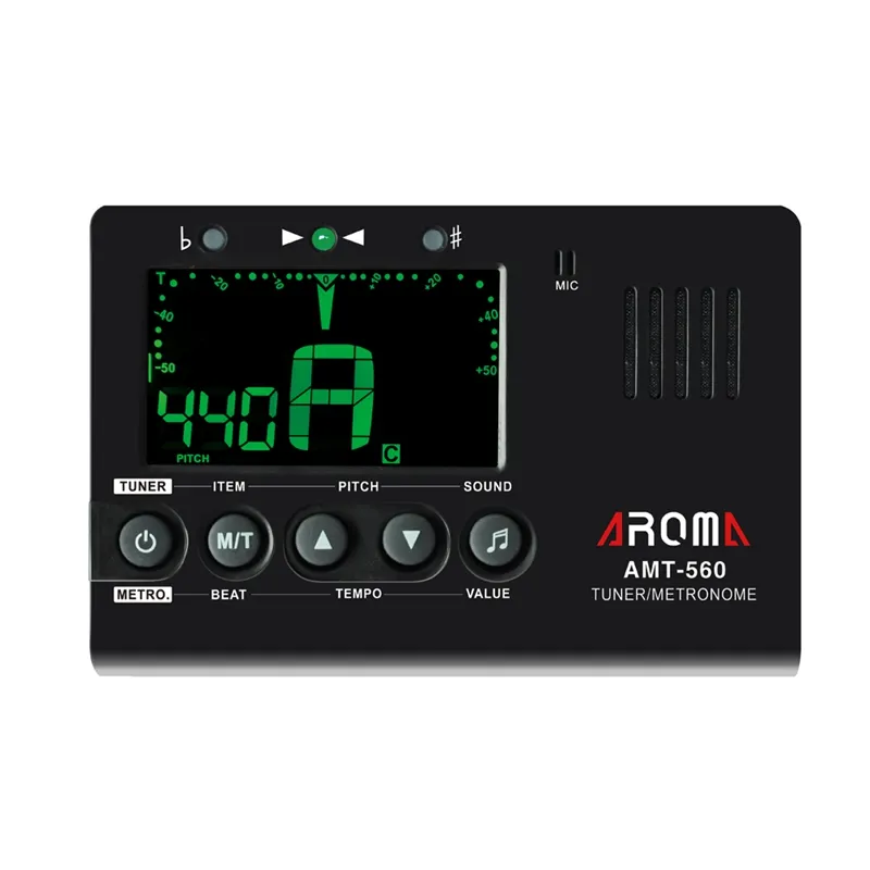 Aroma Amt-560 Guitar Tuner Electric Tuner Metronome Built-In Mic with Pickup Function for Guitar Chromatic Bass Violin Uku
