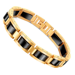 <span class=keywords><strong>Bracelet</strong></span> géométrique en acier inoxydable plaqué noir avec accents en hématite magnétique, design d'inspiration chrétienne, élégant pour un usage quotidien - Product Image 3