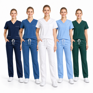 Ensemble de gommage unisexe à col mandarin, extensible dans les quatre sens, multi-poches, sans rides, Offre Spéciale pour le médical et le spa - Product Image 1