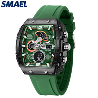 SMAEL 8109 nouveau Design analogique numérique étanche montre de sport jour semaine réveil carré lumineux double temps hommes montres à Quartz
