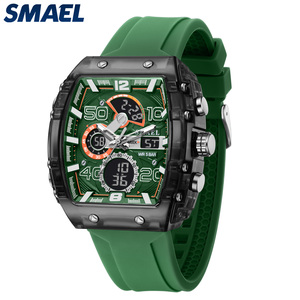 SMAEL 8109 nuevo diseño analógico Digital resistente al agua <span class=keywords><strong>reloj</strong></span> deportivo día semana despertador cuadrado luminoso Dual Time hombres relojes de cuarzo - Product Image 6