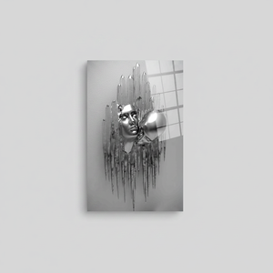 Modern Bedroom Decor: Printed <b>Canvas</b> of Silver Hugging Couple,TEMPERED GLASS ART - Product Image 2