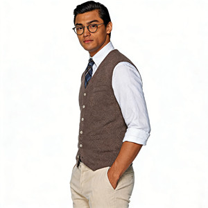 <span class=keywords><strong>Gilet</strong></span> en cachemire tricoté sans manches pour homme - Product Image 2