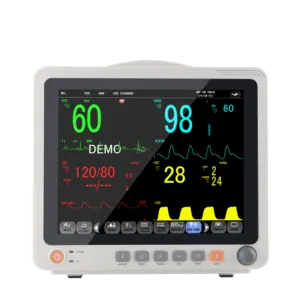 Pengukur detak jantung Ecg, 12 inci multi-parameter sentuh pengukur respirasi oksigen darah tekanan darah suhu tubuh EKG pemantauan