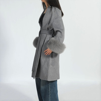 Manteau long en laine d'alpaga double face avec ceinture, élégant, sur mesure, vente en gros, automne-hiver, femme, décontracté, long manteau en laine