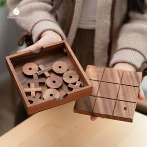 Jeu de Tic Tac Toe 2D : Jeu de Tic Tac Toe en bois, jeu de société classique pour 2 joueurs, jeu de stratégie éducatif, jeu de logique pour enfants et adultes - Product Image 1