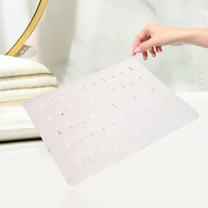 Perforated Sink Protector Rectangle TPE Anti Slip Bath Mat White Green Light Blue Minimalist Design Shower Toilet Waterproof - Product Image 3