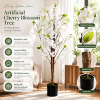 Pohon Bunga Sakura Buatan 120cm, Bunga Buatan, Tanaman Bonsai Palsu untuk Dekorasi Rumah dan Taman