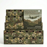 Boîte de calendrier de l'avent de Noël camouflage avec logo personnalisé, 24 tiroirs, boîte cadeau en carton pour jouets, véhicules, cadeaux pour hommes, emballage en vrac