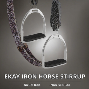 Estribo Ekay Iron Horse con Acabado Niquelado, Almohadilla de Goma Negra 160x145x75mm, Equipo Ecuestre, Producto para Montar a Caballo ST2112 - Product Image 2