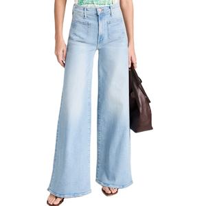 <span class=keywords><strong>Mum</strong></span> Trendy Light Blue Wash Loose Wide Leg Denim Pants Premium Cotton Female Baggy Jeans Vintage Oversized Women's Jeans - Product Image 1