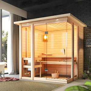 2025 fabricantes de Sauna suministro de saunas de madera infrarrojo lejano interior 4 personas pérdida de peso interior calor piedra Sauna para la venta - Product Image 1
