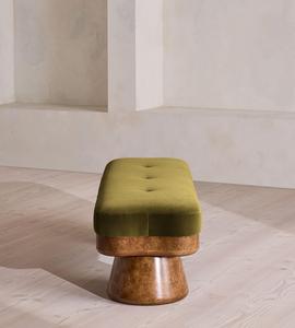 Banco de Madera de Estilo Moderno de Mediados de Siglo con Tapicería Verde, Muebles para Dormitorio - Product Image 6