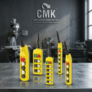 CMK Electro Power Private Limited CMK-PL-10 Estación de control colgante de plástico amarillo con control de doble velocidad para grúa EOT, pulsador IP65 - Product Image 6