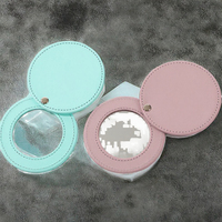 Miroir cosmétique rond portable à la mode pour femmes poche en cuir PU Mini Compact avec fonction rotative pour l'éducation