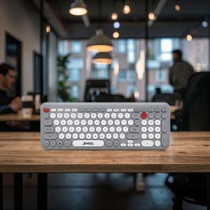 Mesin tik Retro kunci bulat cokelat berkabel Keyboard 98 tombol BT Keyboard portabel untuk PC Laptop Win/iOS/Android - Product Image 3