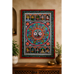 Décoration murale d'intérieur pour salon, motif Dashavatara et Jagannath Pattachitra - Origine Orissa - Product Image 3