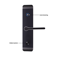 Cerradura de Puerta de Hotel con Software de Gestión, Desbloqueo con Tarjeta, Seguridad Inteligente, Cerradura de Hotel Integral Negra con Llave