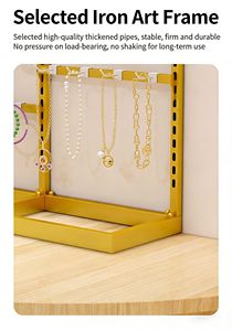 Support <span class=keywords><strong>de</strong></span> présentation <span class=keywords><strong>de</strong></span> colliers en fer forgé <span class=keywords><strong>de</strong></span> qualité supérieure - Base en bois massif, boucle à hauteur réglable, revêtement antirouille pour <span class=keywords><strong>les</strong></span> bijouteries - Product Image 4