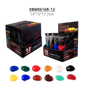 Xin Bowen Art Paint 12 Color Nuevo diseño Juegos <span class=keywords><strong>de</strong></span> pigmentos 75 Ml Juego <span class=keywords><strong>de</strong></span> <span class=keywords><strong>pintura</strong></span> acrílica Juego <span class=keywords><strong>de</strong></span> <span class=keywords><strong>pintura</strong></span> no tóxica para lienzo - Product Image 3