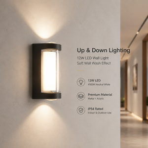 Lámpara de Pared LED de Aluminio y Acrílico de 12W, Moderna, Pequeña, para Interiores y Exteriores, Pasillo, Dormitorio, CCT Seleccionable 3000K 6000K - Product Image 2