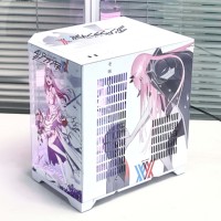 Gabinete de Computadora Personalizado de Anime DARLING in the FRANXX CODE:002 con Lateral Completo de Vidrio Templado, Caja de PC M-ATX Mini Semitorre para Gaming