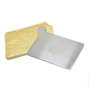 Miroir de maquillage incassable en acier inoxydable format carte de crédit avec étui en cuir, miroir de poche de marque pour cadeau publicitaire - Product Image 3