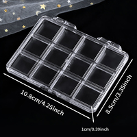 Boîte de rangement transparente pour nail art à 12/15/18 compartiments, vide, pour bijoux, perles, faux ongles, présentoir, boîte de rangement pour paillettes et strass pour ongles