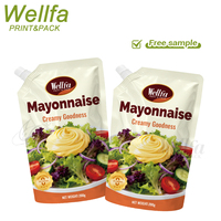 Pochette de recharge personnalisée imprimée pour mayonnaise de qualité alimentaire, sauce salade, sauce barbecue, liquides, avec bec verseur, en aluminium, Doypack