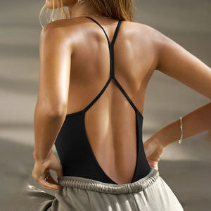 ชุดบอดี้สูทโยคะผู้หญิง แบบเปิดหลัง ผ้าซีทรู สีพื้น เซ็กซี่ สไตล์สตรีทแวร์ เสื้อสายเดี่ยว ระบายอากาศได้ดี เป็นมิตรกับสิ่งแวดล้อม ทรงเข้ารูป สไตล์ลำลอง ชุดออกกำลังกาย ชั้นใน - Product Image 2