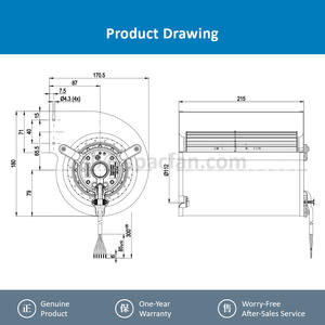 Moteur centrifuge à double entrée AC à roulement à billes D2D133-AB06-08 440VAC 210W 0.31A 2100RPM, souffleur de cabinet autonome OEM - Product Image 4