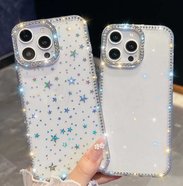 Bling Rhinestone Diamond IMD Case for Iphone 17 Air 16E 16 Plus 15 14 13 Pro Max Luxury Crystal Girls Star Back Phone Cover
