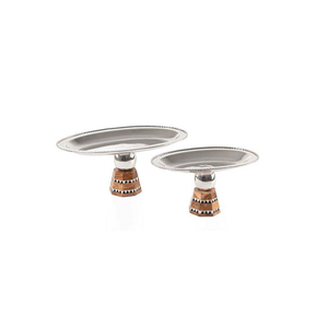 Plateau en acier inoxydable de haute qualité avec base en bois Plateau pour bol à chocolat Bol de service et plateau de style premium à vendre - Product Image 5