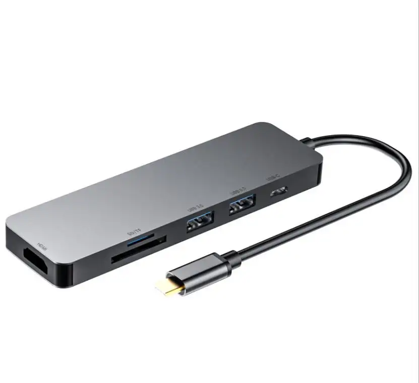 Usb c 허브 6 in 1 HDM I 포트 type-c 허브 MacBook 도킹 스테이션 mac pro 어댑터 USB3.0 TF SD USB 허브