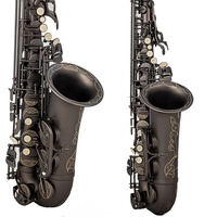 Matte Black Nickel Frosted Finish Alto Saxophone Professional EB Tone Brass Body Woodwind Instrument with Engraved Pattern