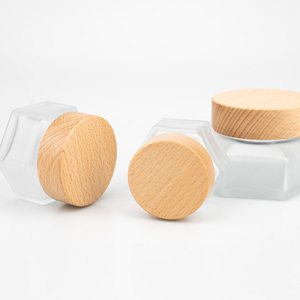 Vietnam Customized Cosmetic Container Frosted Glass Skin Care Face <b>Cream</b> Jar With Wooden Top - Product Image 6