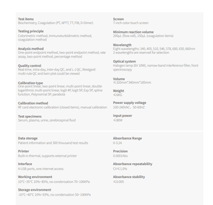Analizador de Coagulación Bioquímica Semiautomático Portátil Dymind DP-C16, Método Colorimétrico/Inmunoturbidimétrico, Pantalla Táctil de 7 Pulgadas - Product Image 2