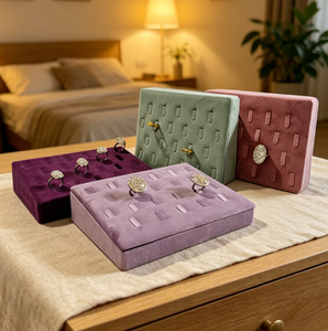 Caja de Lujo para Anillos de Franela con Ranuras, Colores Pastel para Exhibición de Joyería en Boutiques, Venta al por Mayor de Fábrica en Stock - Product Image 3
