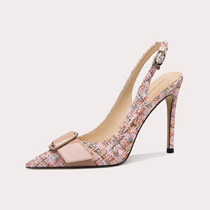Pumps à <span class=keywords><strong>bout</strong></span> <span class=keywords><strong>pointu</strong></span> de style luxueux avec bride à l'arrière et boucle carrée, petite taille, sandales élégantes de style français pour femmes, chaussures tendance - Product Image 1
