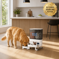 Distributeur automatique de nourriture pour chats et chiens, double bac extra large 15L, contrôle des portions programmé, couvercle à verrouillage pour une fraîcheur optimale, en ABS, vente en gros