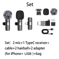 Microphone à ruban sans fil portable 2,4 G XOWO, microphones anti-bruit et coupe-vent pour diffusion en direct en extérieur
