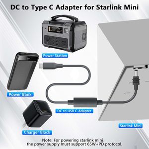 Starlink Mini Type C to <strong>DC</strong> Adapter Waterproof Power Cable Replacement Accessories Compatible with 65W Charger Power Converter - Product Image 3