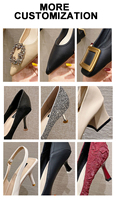 Sandales à talons hauts et épais personnalisées de grande taille Sandales à talons aiguilles en cuir PU à la mode Escarpins Chaussures à talons pour femmes