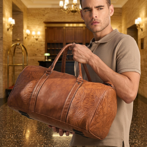 Sac de voyage en cuir Crazy Horse Rub International, marron, texture vintage, portable, rangement de voyage, durable, toutes saisons - Product Image 1