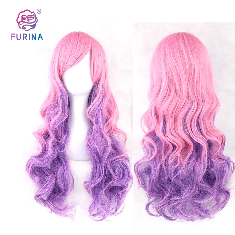 2023 Latest ombre long wavy cosplay anime wig high temperature fiber lolita wig cosplay beautiful synthetic hairpiece for girl